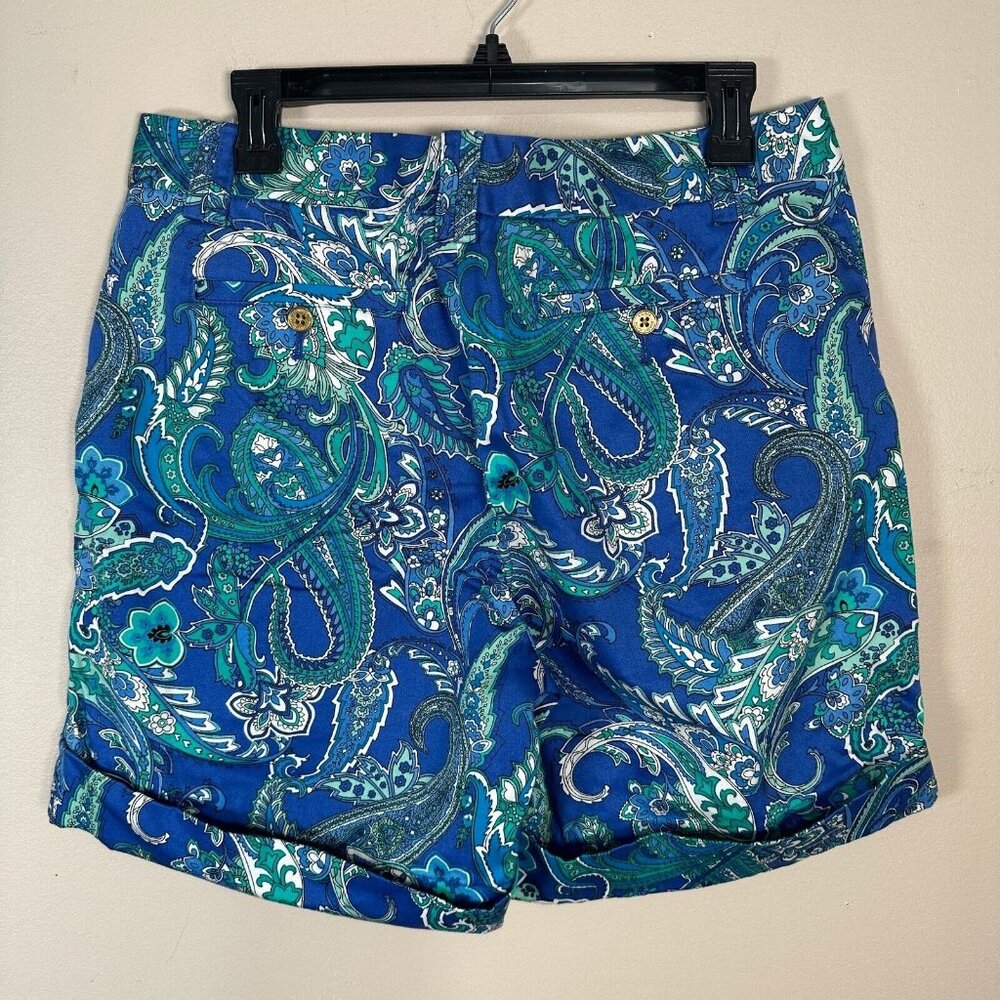 Lauren Ralph Lauren Size 10 Shorts Women Blue Green Paisley Floral Pockets Chino - Picture 10 of 10